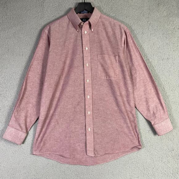 Stafford Wrinkle Free Button Down Shirt‎ 15.5 32/33 Red Oxford Long Sleeve - Picture 1 of 8